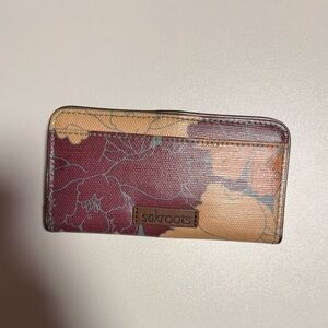 Sakroots Burgundy and Tan Floral Wallet